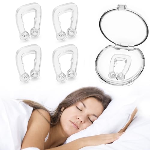 Generic - Anti Snoring Nose Clips, Snore Nose Clip Snore Stopper, Silicone Magnetic, Reusable Snoring Solution, Comfortable and Quiet Sleep, Anti Snoring Devices for Women Men (4)