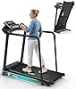 Redliro Treadmill for Seniors Slow Walking - 0.3mph Start, Front & Long Handrails - Foldable Recovery Flat Treadmill for Elderly with Heart Rate Monitor, Auto Lubrication, 3-Level Incline for Home Use