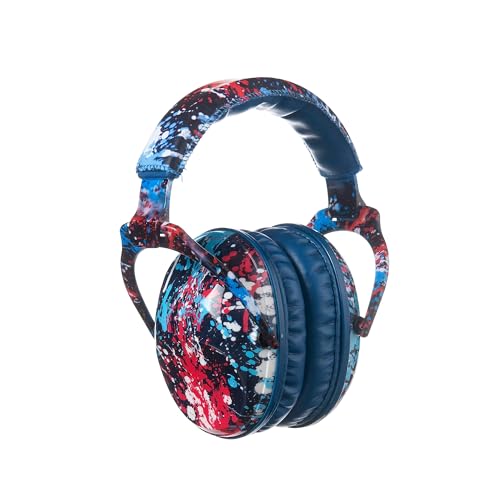 PROTEAR Kids Ear Defenders, Hearing Protection for Toddler Kids and Young Teens with Autism, Noise Reduction Safety Earmuffs Ideal for Fireworks, Concerts, Cinema(Blue Band Red Pigment)
