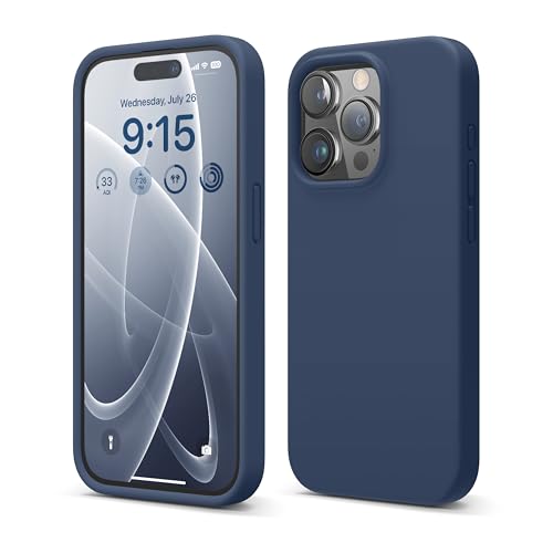Image of elago Compatible with iPhone 15 Pro Case, Liquid Silicone Case, Full Body Protective Cover, Shockproof, Slim Phone Case, Anti-Scratch Soft Microfiber Lining, 6.1 inch (Jean Indigo)