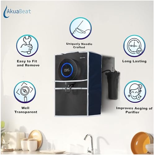 Image of Water Purifier Cover Compatible with Atomberg Intellon RO+UV+UF+Alkaliser - Dustproof, Waterproof, Oil Stain Protection, Transparent Front, Velcro Closure, Fits Wall-Mounted /Table-Top