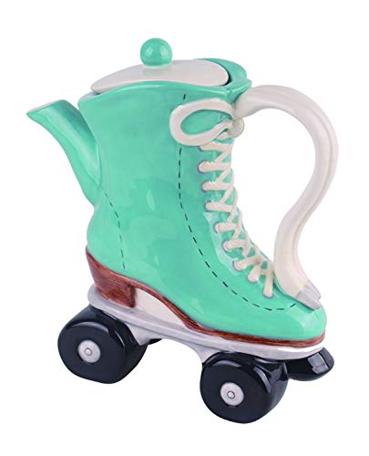 Blue Sky Ceramics Roller Skates Teapot-Green, Multi Blue Sky Ceramics Roller Skates Teapot-Green, Multi