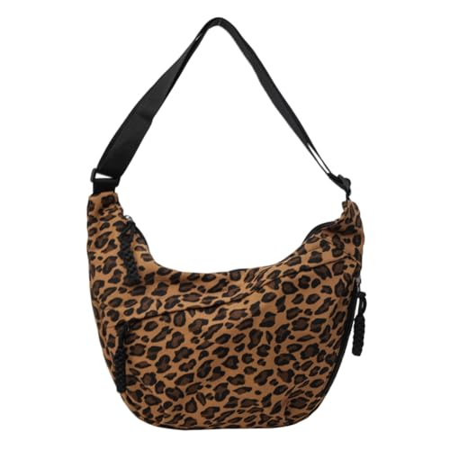Leopard Purse for Women Crescent Crossbody Bags Nylon Luna Moon Dumpling Bag Leopard Print Crossbody Hobo Wallet