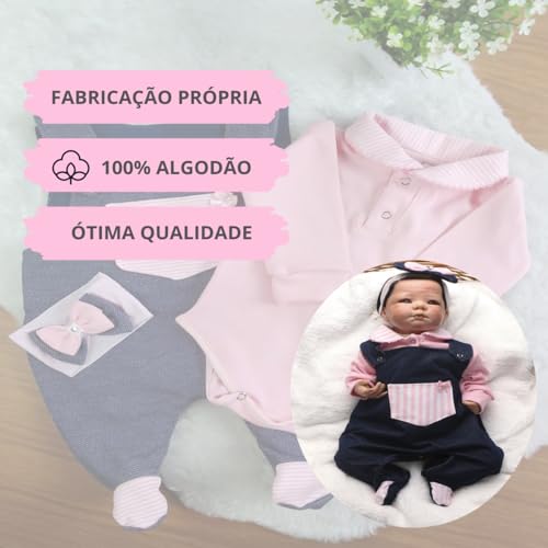 Conjunto Body Manga Longa com Jardineira MeninaChiquinha 03 Peças (RN)