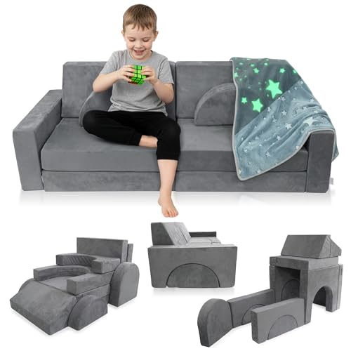 Cubby Couch 12-Piece Modular Kids Play Couch - Soft &