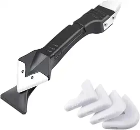 Espátula 3 em 1 Removedor e Aplicador de Silicone e Rejunte – Para Acabamento, Raspagem e Limpeza – Com 5 Raios de Acabamento (3R, 6R, 10R, 13R, 17R)