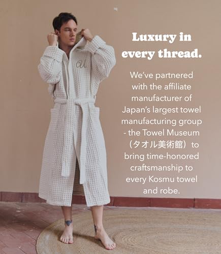 Image of Luxury Organic Japanese Cotton Hotel & Spa Waffle Bathrobe for Men and Women (Hooded /Kimono)