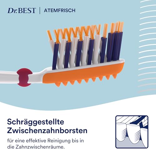 Dr.BEST Atemfrisch Zahnbürste, Mittel, Vorteilspack, mit 2in1 - Zahnbürste und Zungenreiniger. Entfernt gründlich Bakterien von der Zungenoberfläche, für eine effektive Reinigung der Zähne. – Bild 5