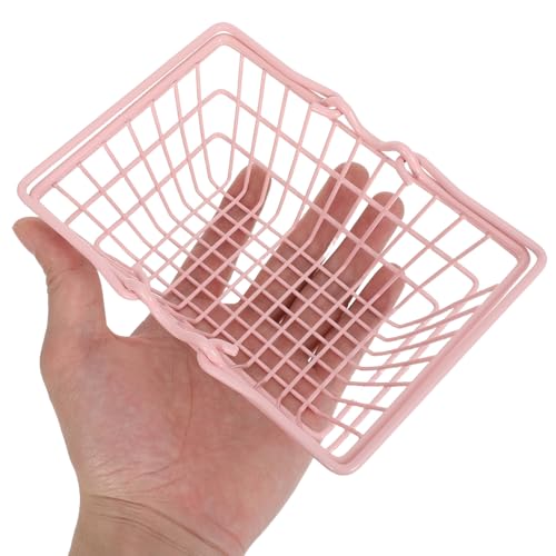 Panier à provisions en métal rose double bac de rangement