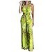 XOXSION Vestido maxi sin mangas para mujer, estampado tropical, sin espalda, sexy, vestido de playa C-verde. S