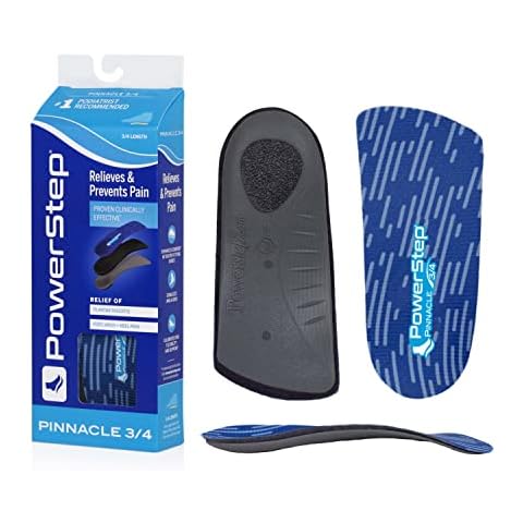 PowerStep Insoles, Pinnacle 3/4 Thin, Arch Pain Relief Insole, For Tight Shoes, Arch Support Orthotic For Women and Men, M4/W6 Cover