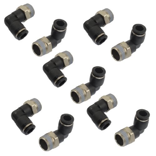 DealMux 10 Pcs Pneumetic 8mm to 3/8 PT Male Thread One Touch Elbow Quick Fittings