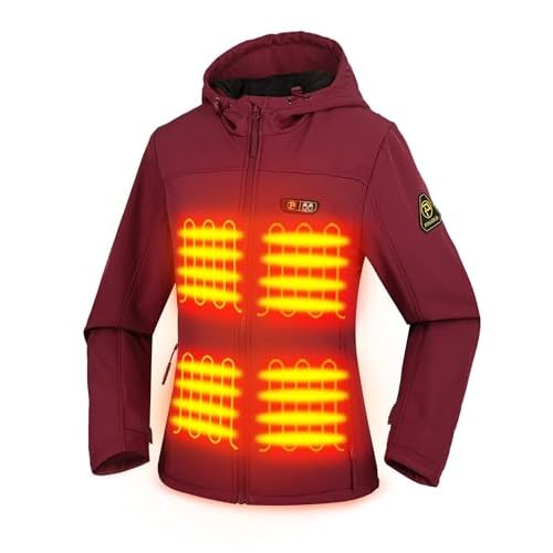 Women's Heated Jacket: 5-Heat Zones, Amaranth XL