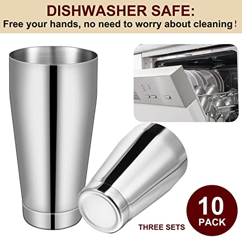 Lallisa 10 Pieces Cocktail Shakers Professional Bar Shaker Boston Shaker Set Stainless Steel Martini Shaker Drink Mixer Basic Tools Weighted Shake Metal Can for Bartenders, 18 Oz, 28 oz - Thumbnail 4