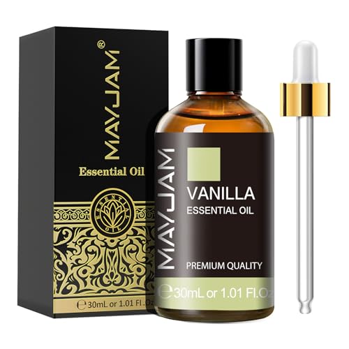 Huile essentielle de vanille MAYJAM 30 ml, huile de vanille pour diffuseurs, humidificateurs, bricolage, maison, garde-robe