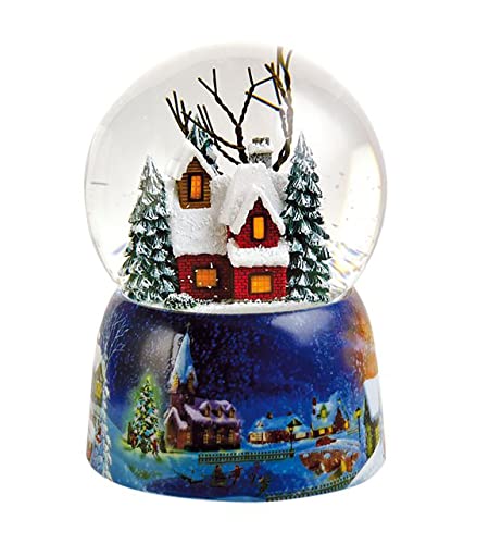 Świąteczna muzyczna kula śnieżna z pozytywką, szklana kula, porcelanowa podstawa, podświetlany śnieżny dom i 18-nutowy mechanizm muzyczny - Winter Wonderland