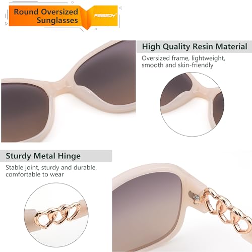 FEISEDY Polarized Sunglasses for Women Oversized Square Sunglasses UV400 Protection Retro Womens Shades B00743