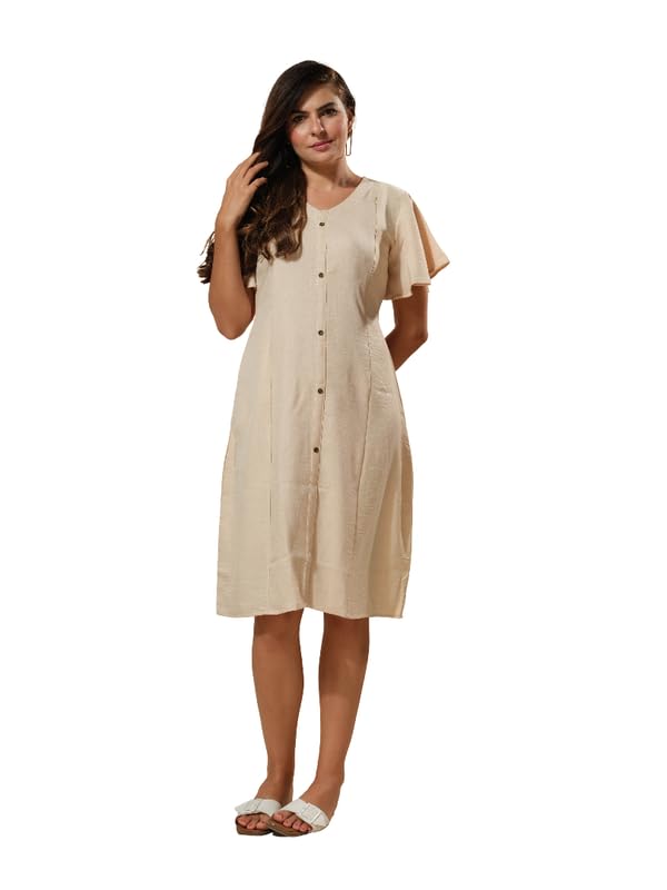 easy mom Easymom Women Round Neck Maternity Night Dress | Fit & Flare Maxi-picture-28