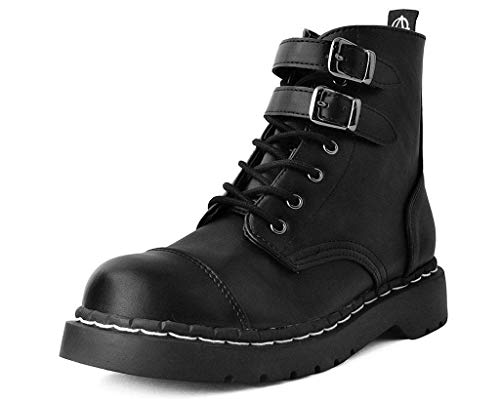 Best Boots for Sorceress D2r: Top Picks Revealed 14 T.U.K. Women's 2-Buckle Anarchic Boots – Black Faux Leather, Combat Style, Lace-Up with Double Buckle Straps, Side Zipper Closure, Sturdy Sole, Low Heel, Comfortable Fit, Vegan, US Women’s 7