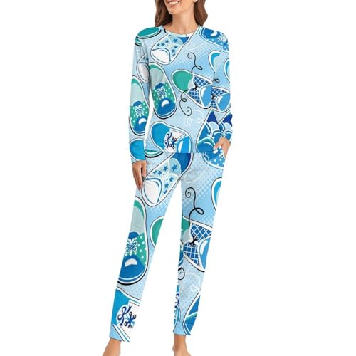 Pyjama femme manches longues à motif chaussure pour des soirées cocooning confortables