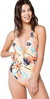 Roxy Junior's Swim The Sea One Piece Swimsuit, Peach Blush Bright Skies Sample