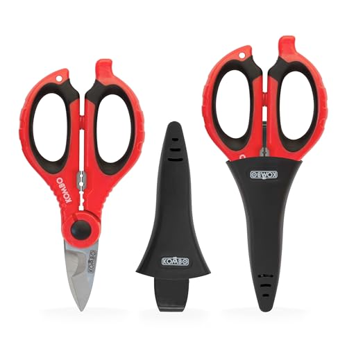 KOMBO – Tijeras de Electricista 3 en 1 150 mm, Cortar, Pelar, Crimpar con Funda Protectora