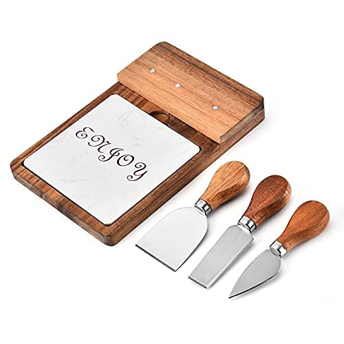 Mini Small Cheese Board and Knife Set, Charcuterie Platter & Serving Tray for Wine, Crackers, Brie and Meat for Home,Picnic,Restaurant, Cafe Use (Dimension : 21 x 14 x 1.5 cm) 3