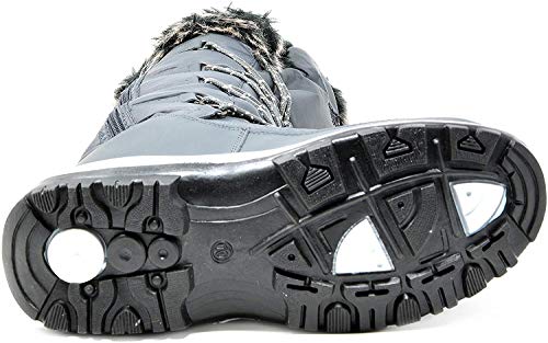 DREAM PAIRS Women's Warm Faux Fur Lined Mid-Calf Winter Snow Boots,Size 9,GREY,MAINE