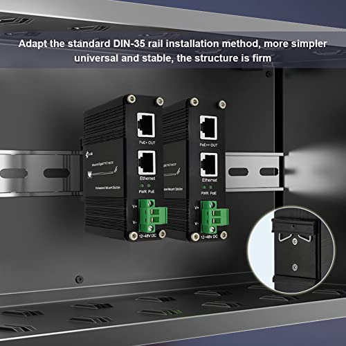 Image of Industrial Gigabit PoE++ Injector Hardened IEEE802.3at /bt 95W PoE Adapter with 12-48VDC Input DIN-Rail and Wall Mount