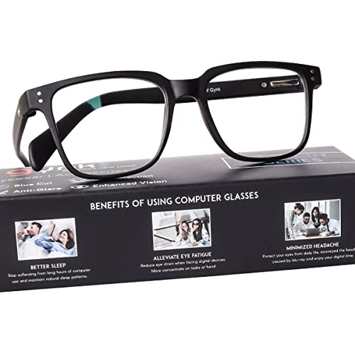 Image of GYNK || Computer Glasses with no power blue cut lens || Trending,Rectangular,Unisex,UV Protection,Zero Power Spectacle || Stylish and Unique Eyeglasses Frame for Women and Men