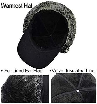 IPENNY Unisex Winter 3 in 1 Faux Fur Bomber Hat Neck Warmer Ear Flap Thermal Windproof Trooper Trapper Hat with Removable Full Face Cover Skiing Cycling Hat