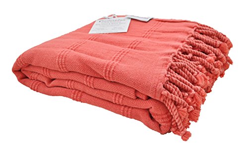 Infusezen Stonewashed Coral Turkish Towel Extra Large - Thin Absorbent Bath Towel, Beach Towel And Pool Towel, Large Cotton Stone Washed Peshtemal Towels Weaved In Turkey, Hammam Spa Towel (Coral) #TOP1