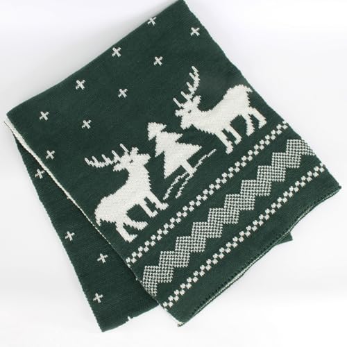 Unisex Christmas Reindeer Snowflake Scarf Fall Winter Warm Knit Long Scarf3