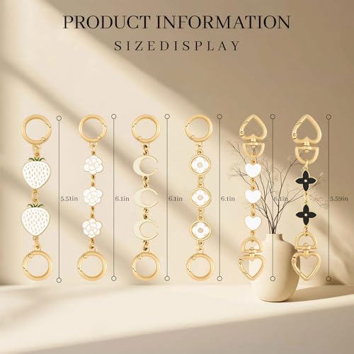 Neylissia 3Pcs Bag Extender Chain Set for C oach Bag,Gold Metal Purse Strap Extender with White Strawberry & Rose Charms, Replacement Chains for Handbags, Shoulder Bags, Crossbody Bags