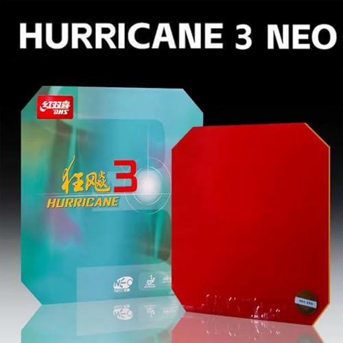 DHS Hurricane 3-NEO Table Tennis Rubber Sheet, Professional Ping Pong Rubber, Plastic Material, 7.2 x 6.93 Inches (Red, 39°) by DHS - Used condition - Image 2