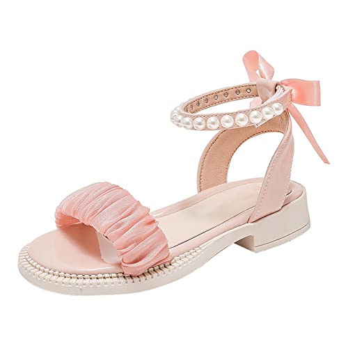 Kids Baby Girl's Princess Sandals Fashion Pearl Bow Design Dress Shoes Casual Fashion Classic French Non-slip Flat