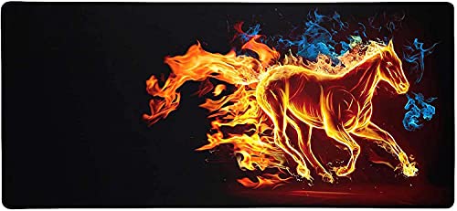 Image of Large Extended Long 700 x 300 mm Mouse Pad for Keyboard & Mouse | Water Resistant Anti Slip Surface Ideal for Office Home and Gaming Setup (Fire Horse -9)