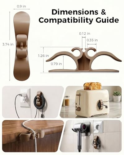 Image of Cord Organizer for Appliances, 6 Pack Appliance Cord Organizer Stick On, Soft Rubber Appliance Cord Wrap with Strong Adhesive, Cord Holder for Kitchen Appliances, Perfect for Coffee Maker Air Fryer