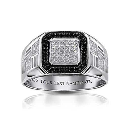 Bague fiançailles hommes personnalisable cadeau idéal en argent et zircon