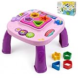 Mesa Infantil Didática Divertida Brinquedo Crianças Educacional Bebê Atividades de Montar Interativa (Rosa)