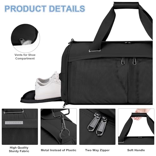 Travel Duffle Bag, Weekender Bags for Women with Shoe Compartment, Carry on Overnight Bag Gym Duffel Bag (black)4