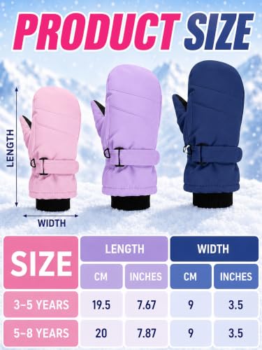 Image of Newcotte 6 Pairs Winter Ski Mittens Kids Waterproof Warm Snow Gloves for Boys Girls Cold Weather Outdoor Activities