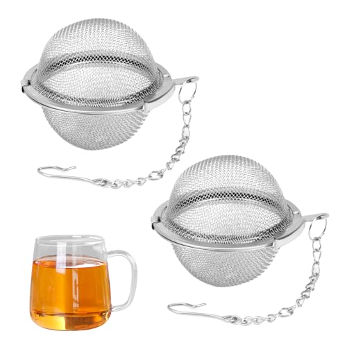 2 Pcs Stainless Steel Mesh Tea Balls, 4.5cm Fine Mesh Tea Ball Infusers for Loose Leaf Tea, Herbs & Spices - Reusable, Durable & Dishwasher Safe (Silver)