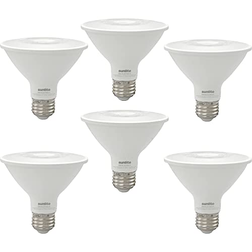 Sunlite 41806 LED PAR30 Reflector Light Bulb, 9 Watts (75W=), 750 Lumens, Medium E26 Base, 90 CRI, Dimmable, Floodlight, Energy Star, Title-20 Compliant, ETL Listed, 6 Count, 2700K Soft White