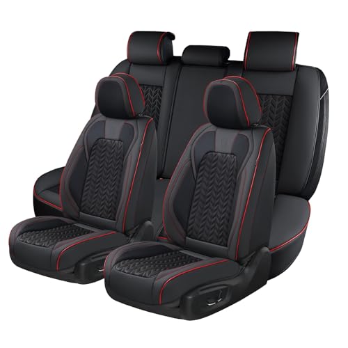 Image of Coverado Seat Covers Full Set, Seat Covers for Cars, Car Seat Covers Winter, Breathable Faux Leather Car Seat Protector Car Seat Cushion, Black Car Seat Covers Universal Fit for Most Cars SUVs Trucks