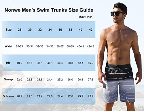 Image of Nonwe Men's Beachwear Quick Dry Striped Board Shorts