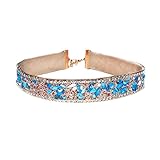 MHZ JEWELS Womens Turquoise Healing Blue Stone Shell Rhinestone Choker Necklaces Velvet Chokers Gifts for Girls