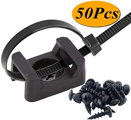 50 Pcs Black Cable Tie Base Saddle Type Mount Wire Holder, Cable Zip