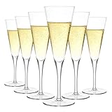 Tefrine 6 transparente Champagnergläser, 142 ml, transparent, perfekt für Hochzeiten, Geburtstage, Partys und Feiern, elegante, langlebige Champagnerbecher für Veranstaltungen