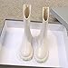 Teen Girls Leather Riding Dress Boots Side Zipper Plain Knee High Boots Halloween Party Fashion Princess Dress Shoes (White, 12.5 Little Child)